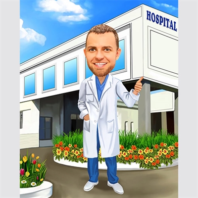 Male Doctor Caricature from Photo,by myDaVinci - myDaVinci